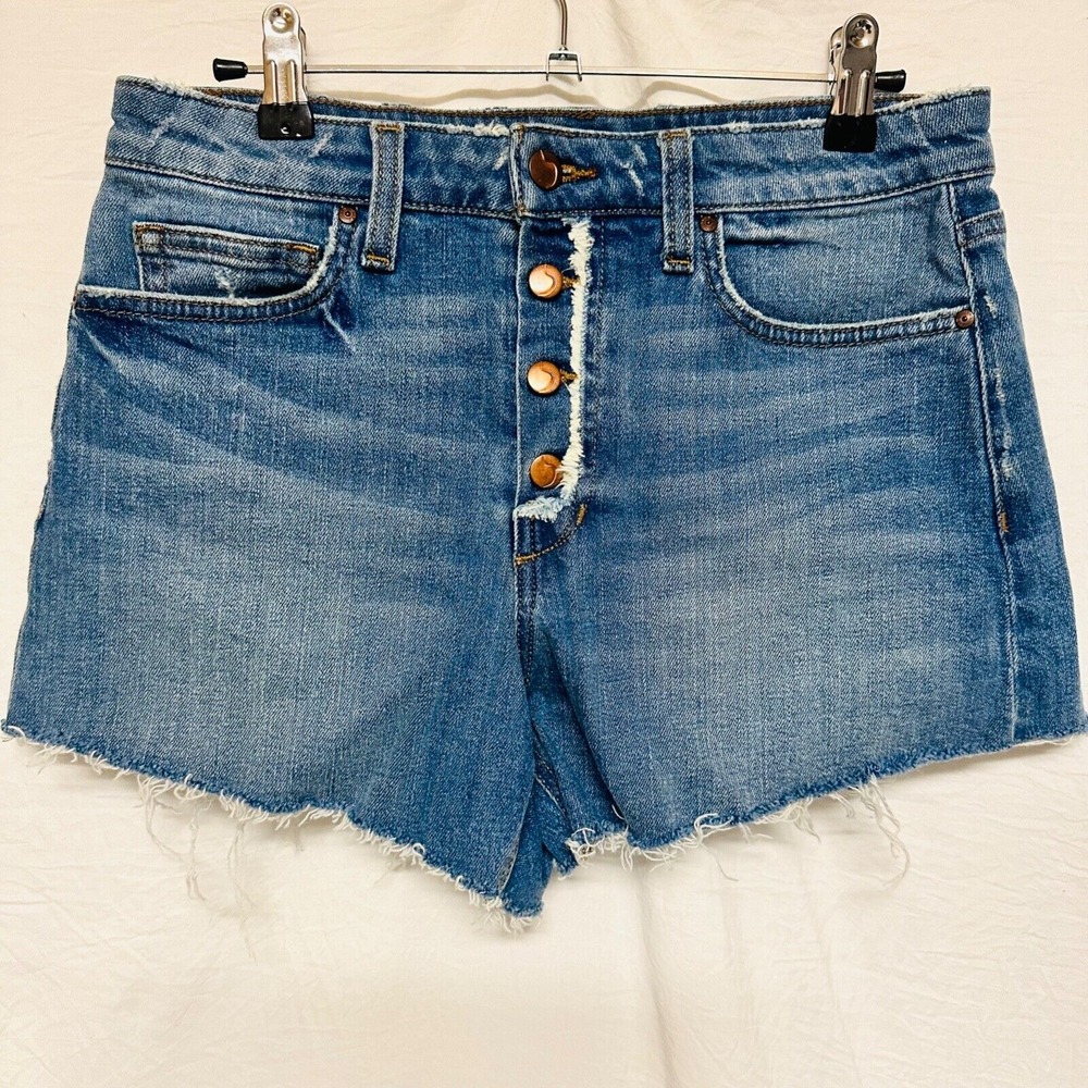 Joe's Jeans‎ (28) Phoebe Distressed Dark Wash Denim Shorts three button closure